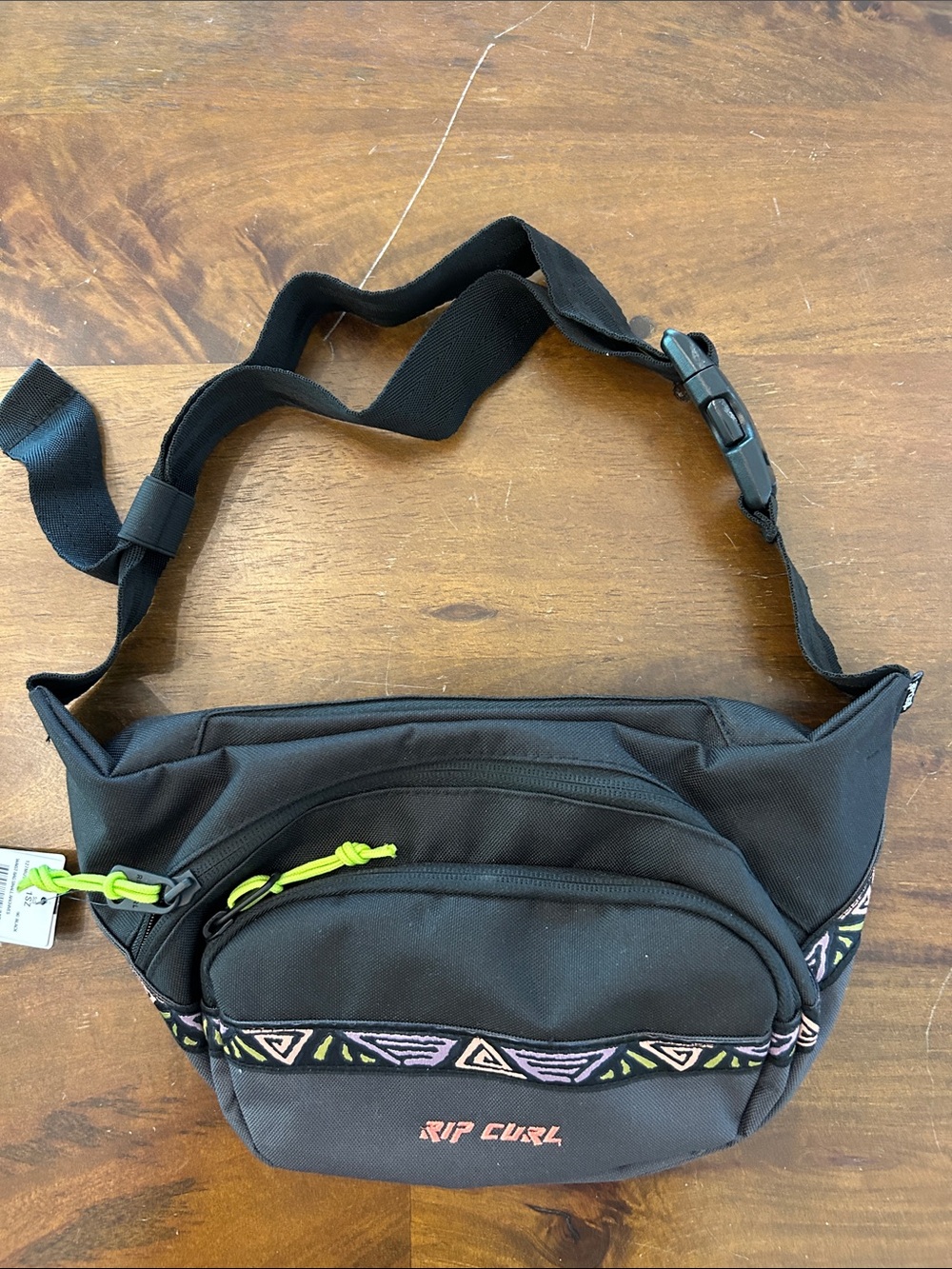 Rip Curl Black Waist Pack with Neon Green Accents
